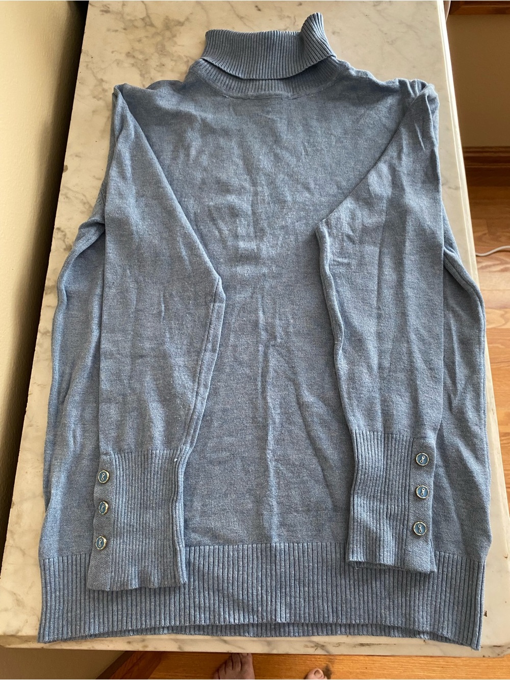Joseph A Light Blue Turtleneck Sweater with Button Cuffs